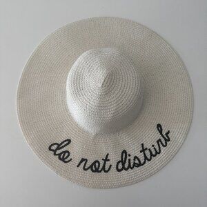 "Do Not Disturb" Embroidered Floppy Beach Hat NWOT